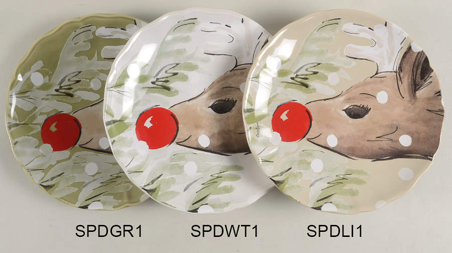 Deer Friends Salad Dessert Plate with Green Background by Casafina-1