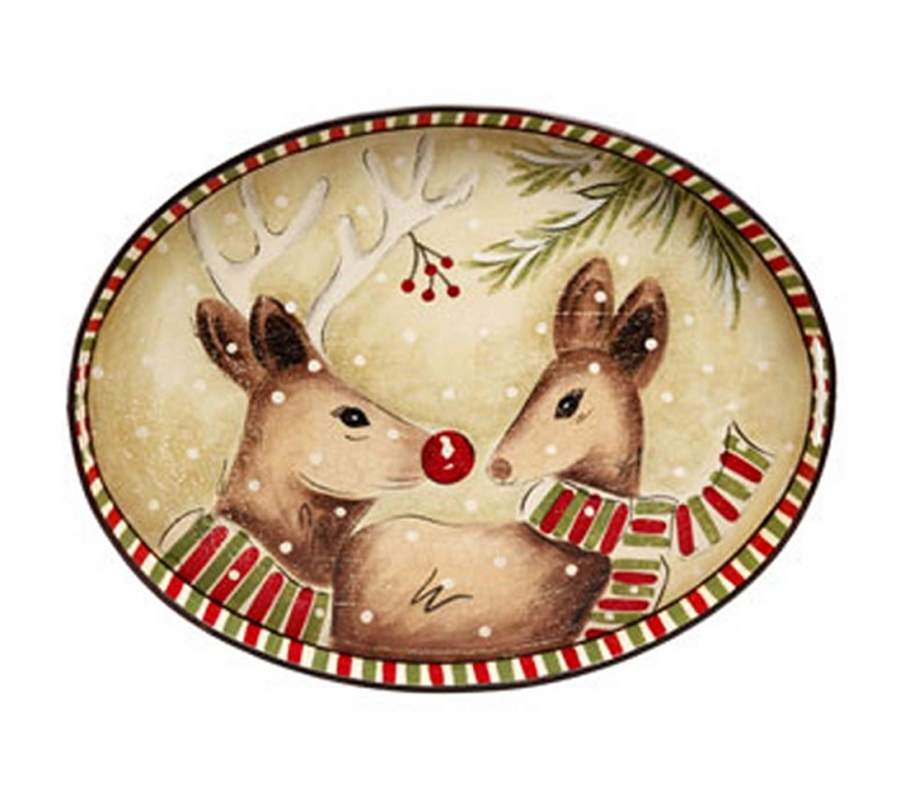 Deer Friends Metal Oval Tray by Casafina-1