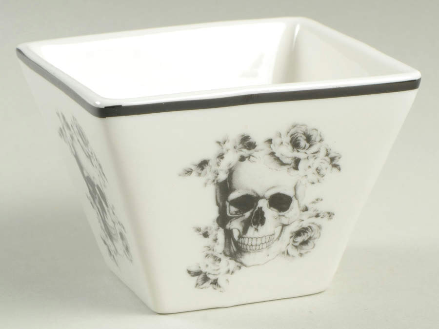 Floral Skull Individual Square Appetizer Bowl by Ciroa-1