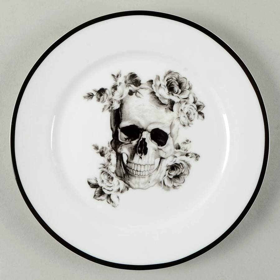 Floral Skull Salad Plate by Ciroa-1