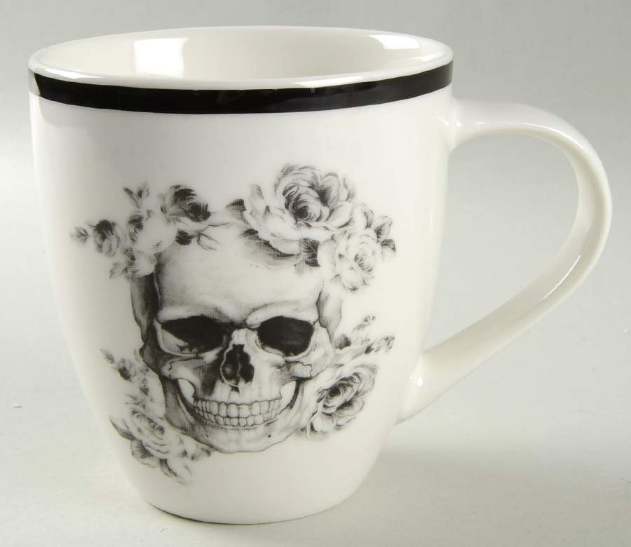 Floral Skull Mug by Ciroa-1