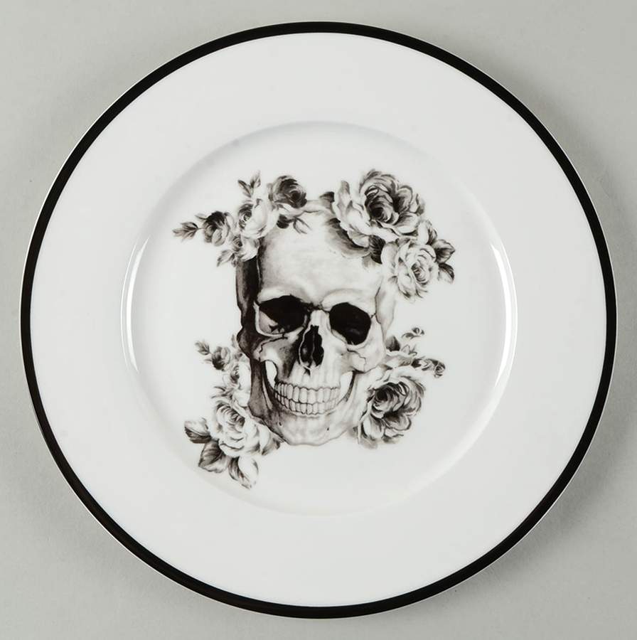 Floral Skull Dinner Plate by Ciroa-1