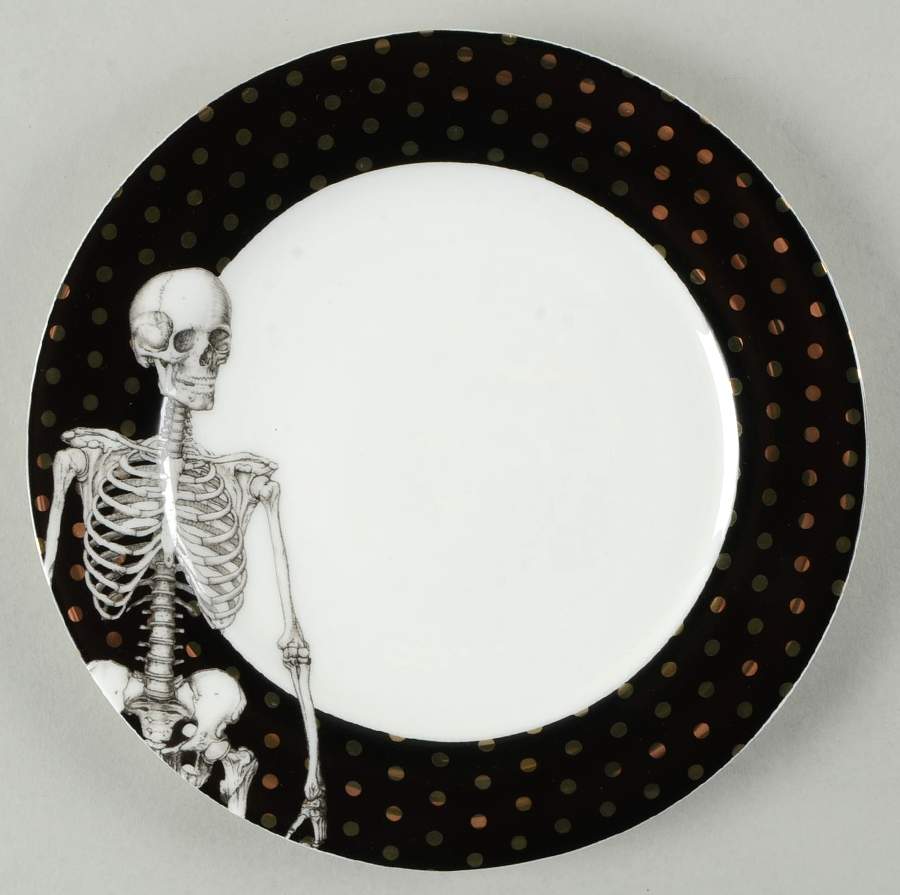 Skeleton (Gold Dots) Salad Plate by Ciroa-1