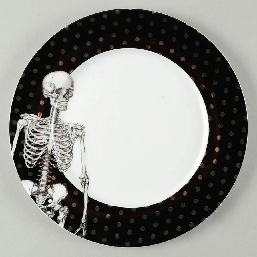Skeleton (Gold Dots) Dinner Plate by Ciroa-1