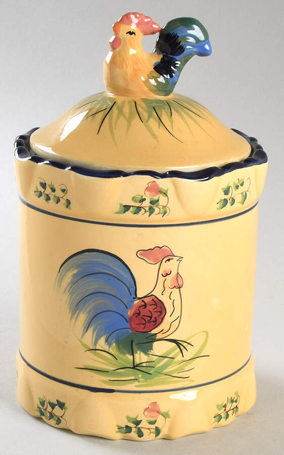 Rooster-Yellow Medium Canister & Lid by Cracker Barrel-1