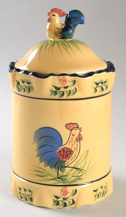 Rooster-Yellow Large Canister & Lid by Cracker Barrel-1