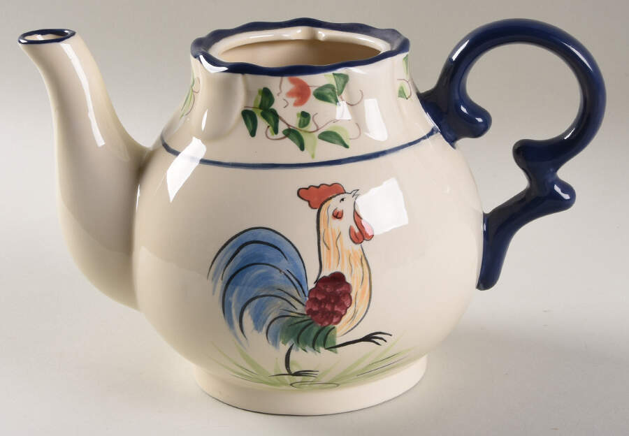 Rooster-Yellow Teapot No Lid by Cracker Barrel-1