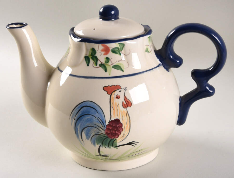 Rooster-Yellow Teapot & Lid by Cracker Barrel-1