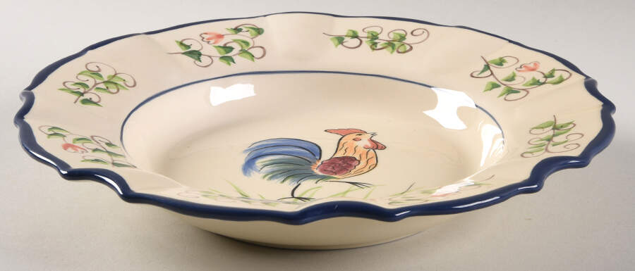 Rooster-Yellow Large Rim Soup Bowl by Cracker Barrel-1