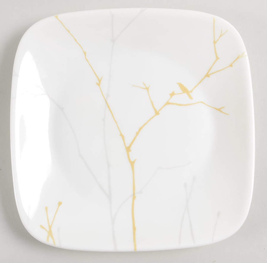 Gilded Woods Square Bread & Butter Plate by Corning Corelle-1