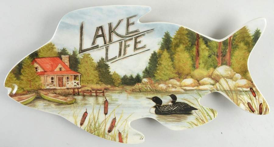 Lake Life 14" Fish Shaped Platter by Certified International-1