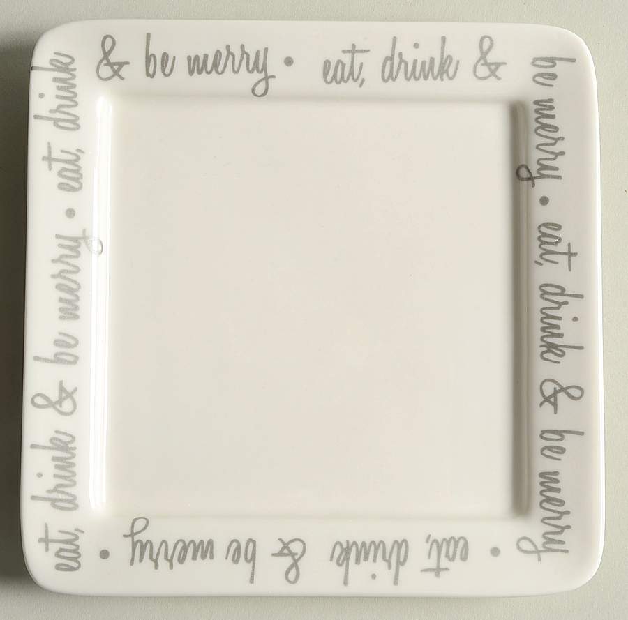 Script Gray Square Appetizer Plate by Ciroa-1