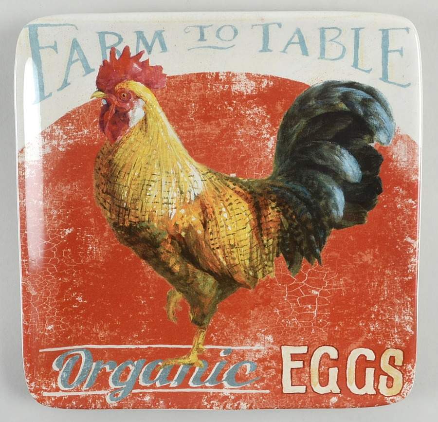 Farm House Rooster Square Salad/Dessert Plate by Certified International-1