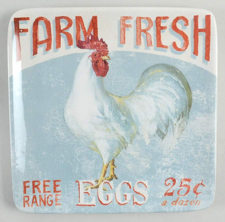 Farm House Rooster Square Salad/Dessert Plate by Certified International-1