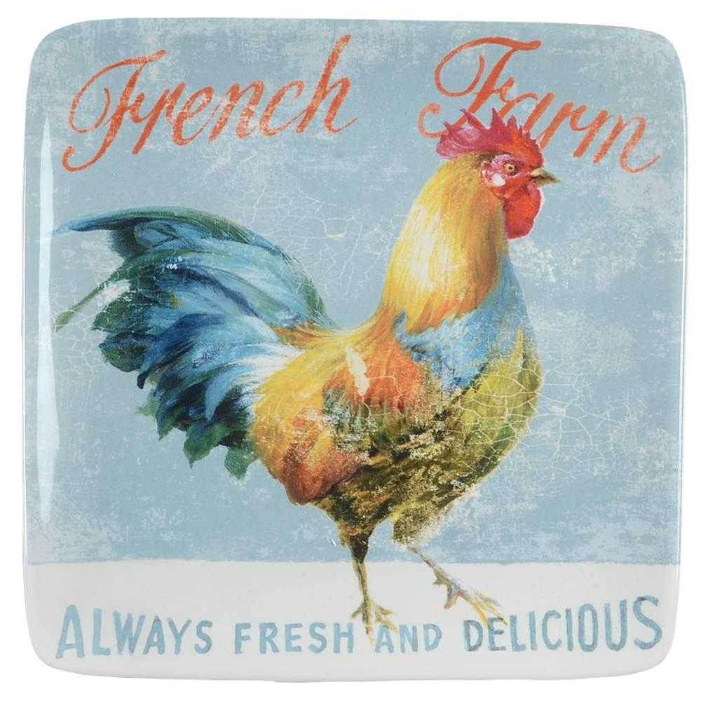 Farm House Rooster Square Salad/Dessert Plate by Certified International-1