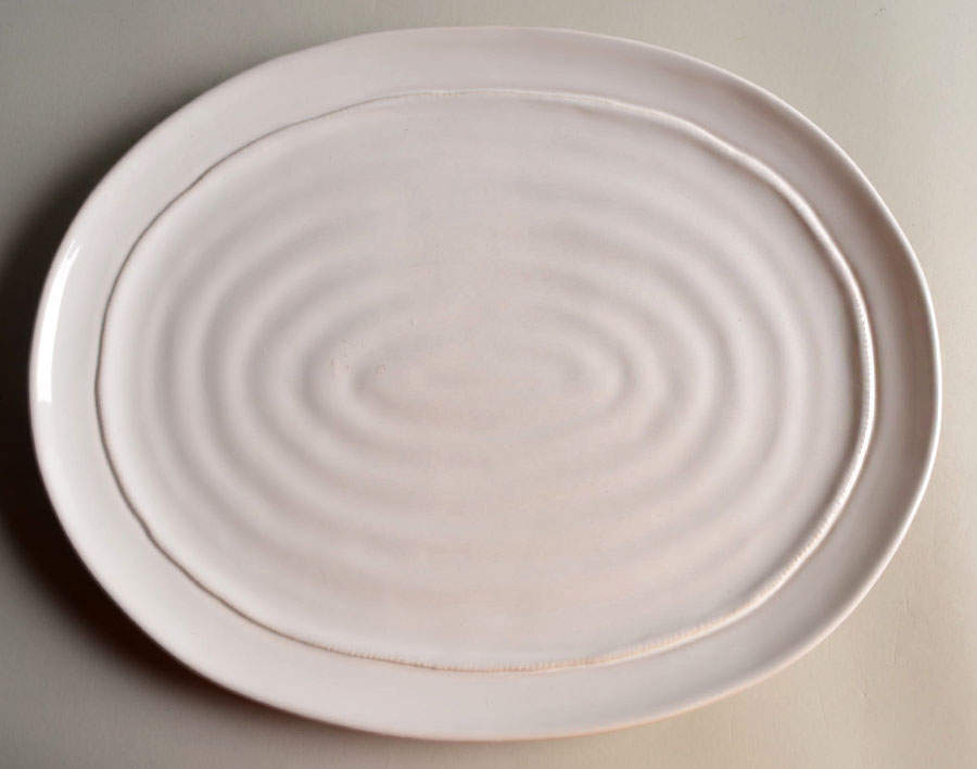 C7I4 White 13" Oval Serving Platter by Ceramisia-1