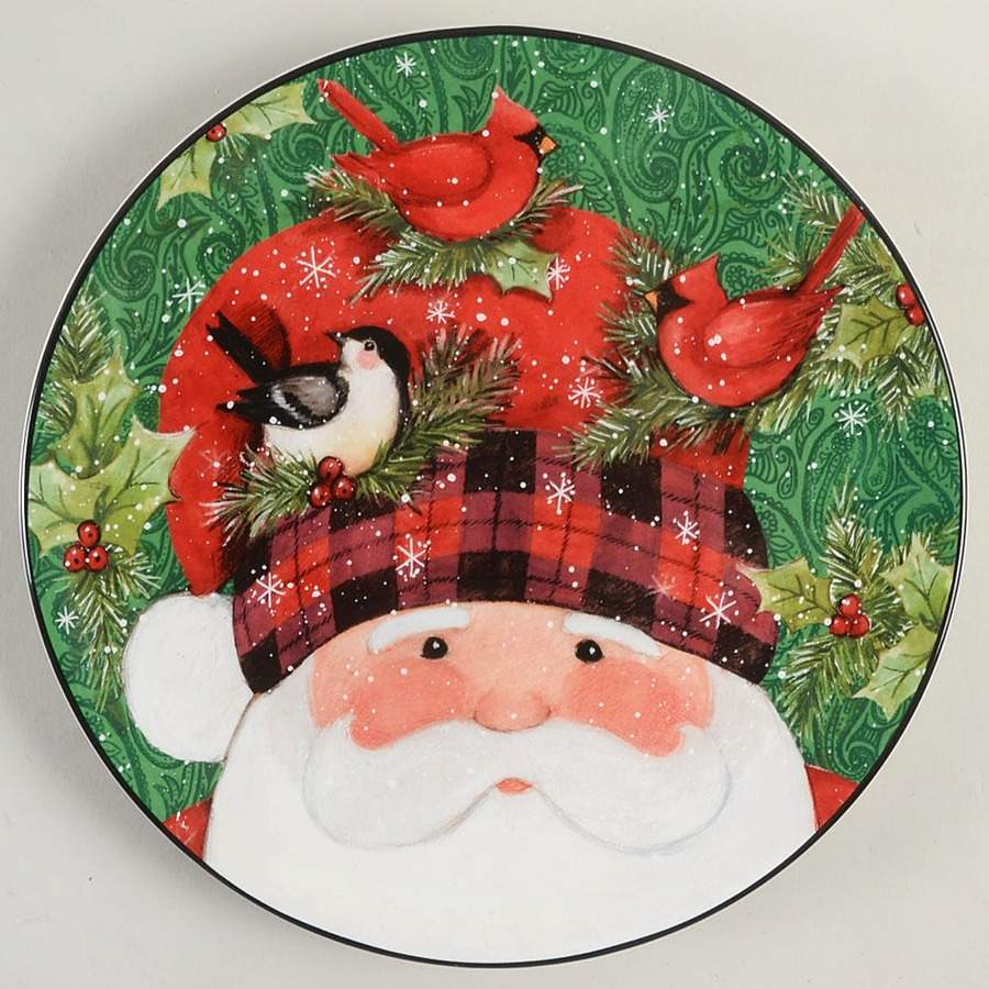 Winter's Plaid Salad/Dessert Plate by Certified International-1