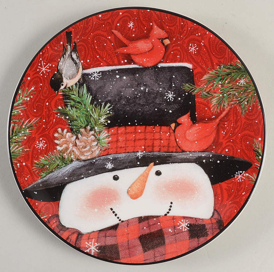 Winter's Plaid Salad/Dessert Plate by Certified International-1
