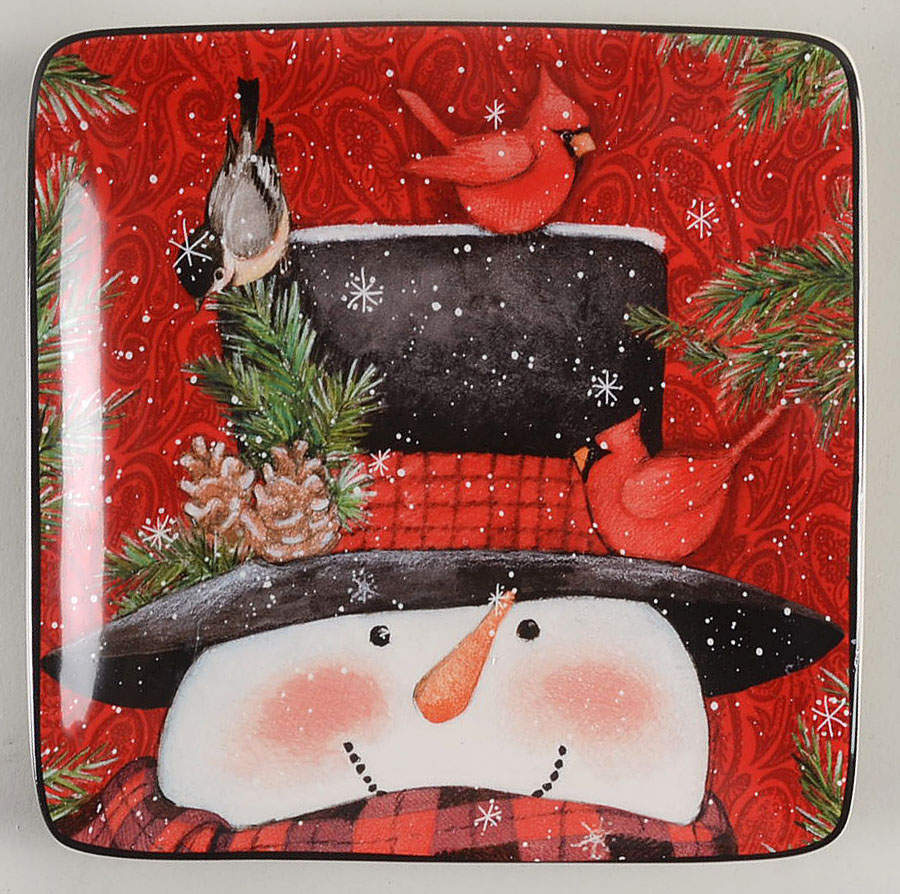 Winter's Plaid Square Canape Plate by Certified International-1