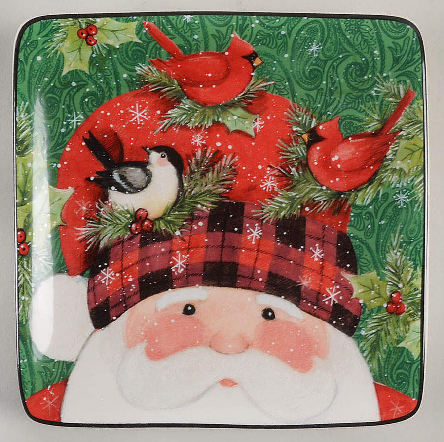 Winter's Plaid Square Canape Plate by Certified International-1