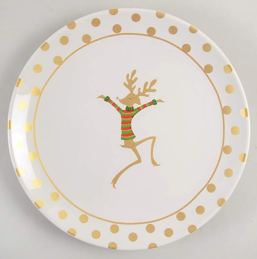 Gold Dancing Reindeer Dinner Plate by Certified International-1