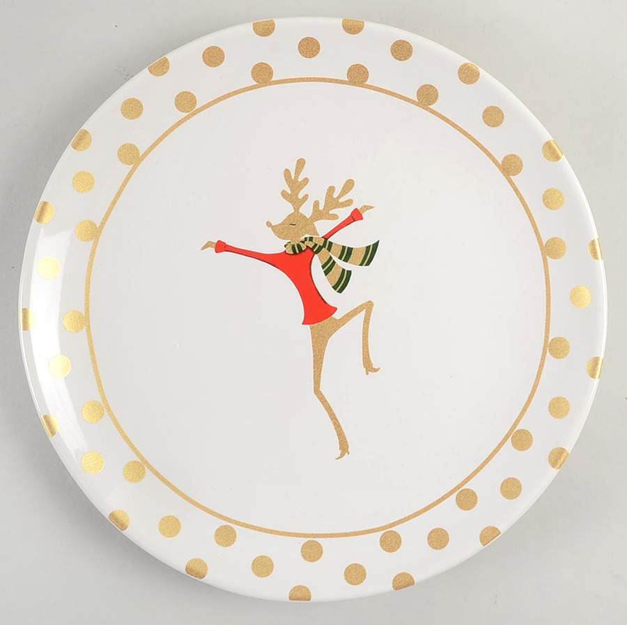 Gold Dancing Reindeer Dinner Plate by Certified International-1