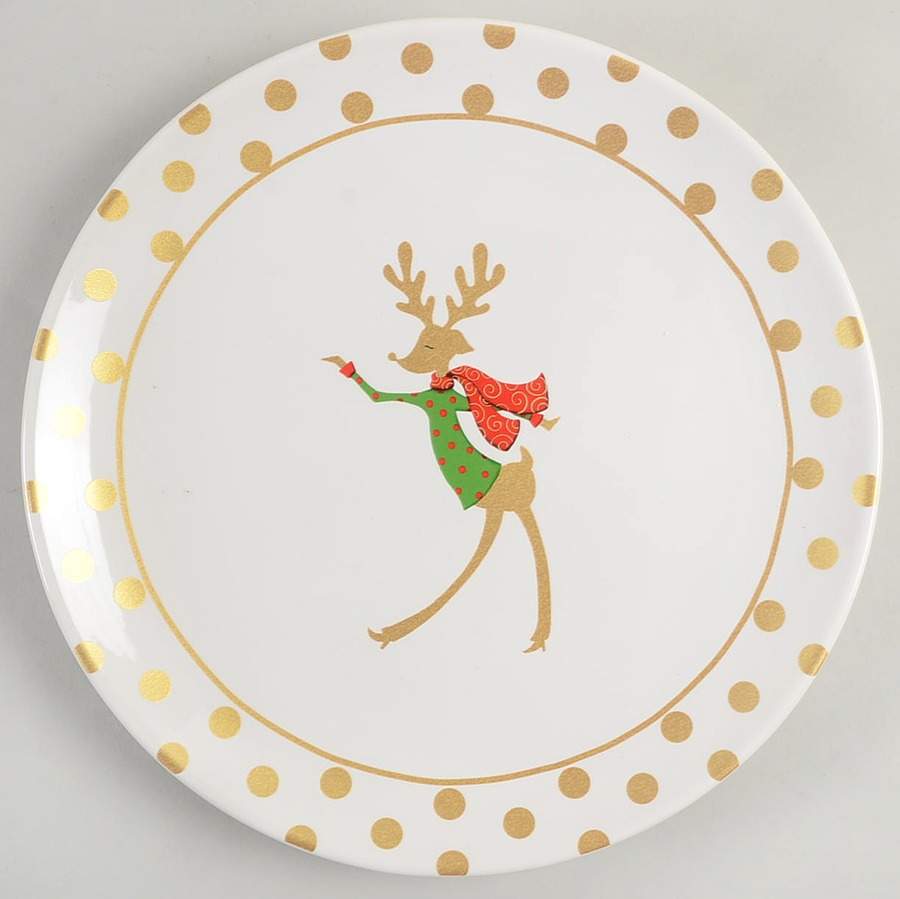 Gold Dancing Reindeer Dinner Plate by Certified International-1