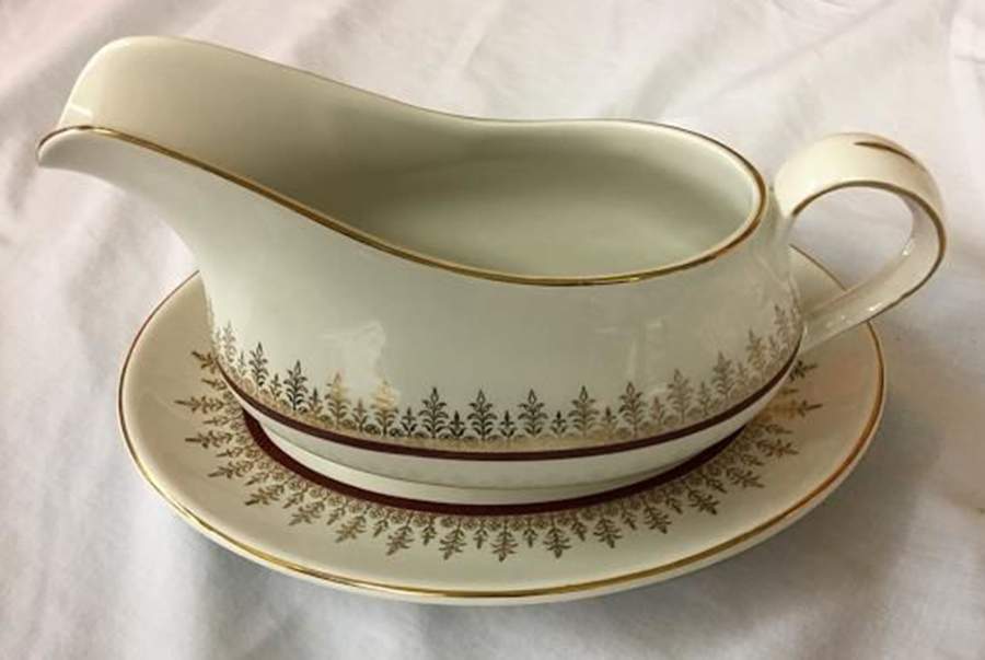 Gold Tiara Gravy Boat & Underplate by Crown Essex-1