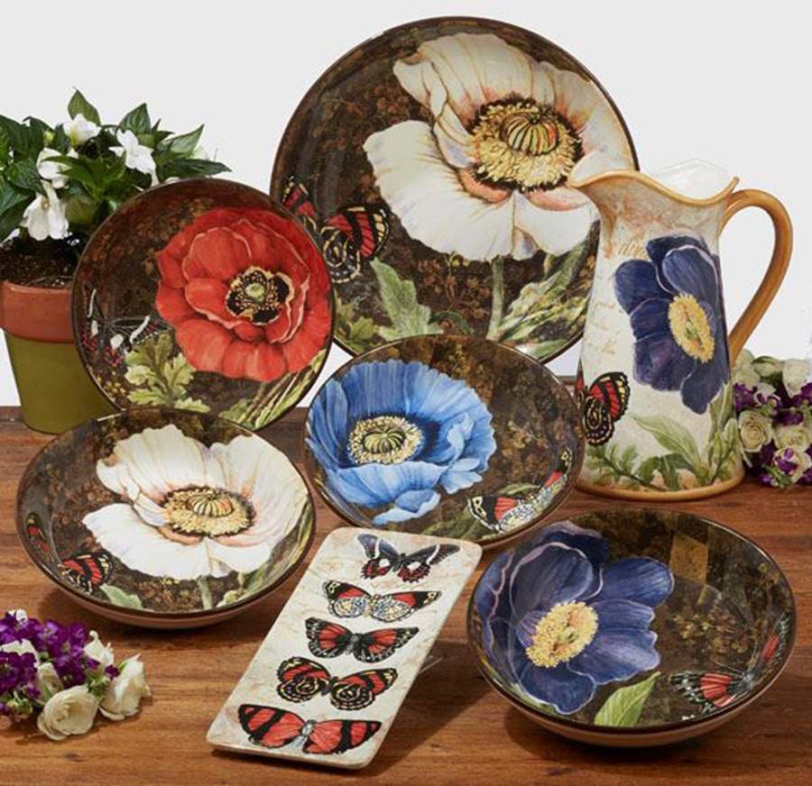 Poppy Garden Rectangular Tray 11" by Certified International-1