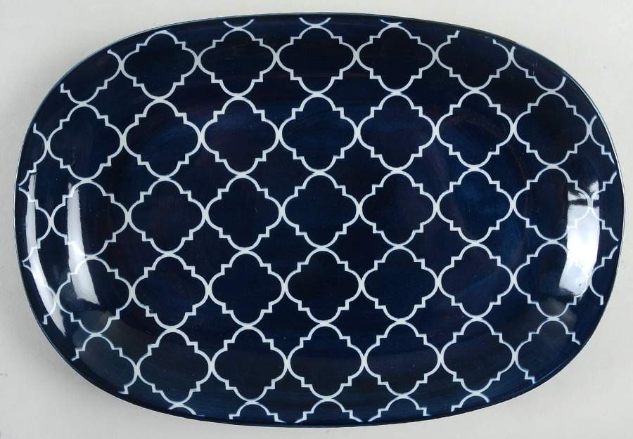 Blue Indigo 12" Oval Serving Platter by Certified International-1