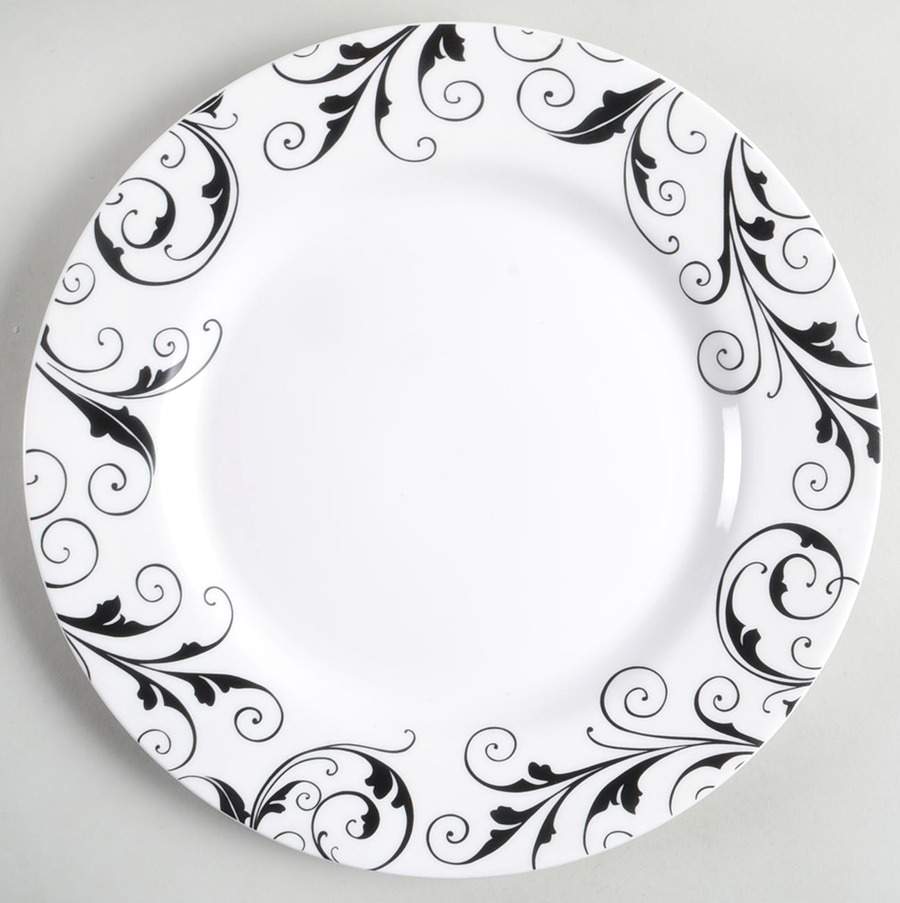 Black Scroll Dinner Plate by Ciroa-1