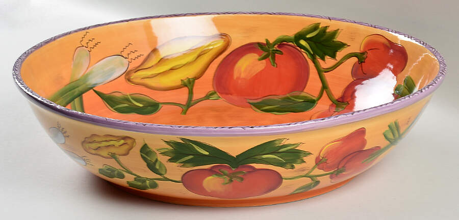 Les Jardins (Vegetables) 17" Round Serving Bowl by Clay Art-1