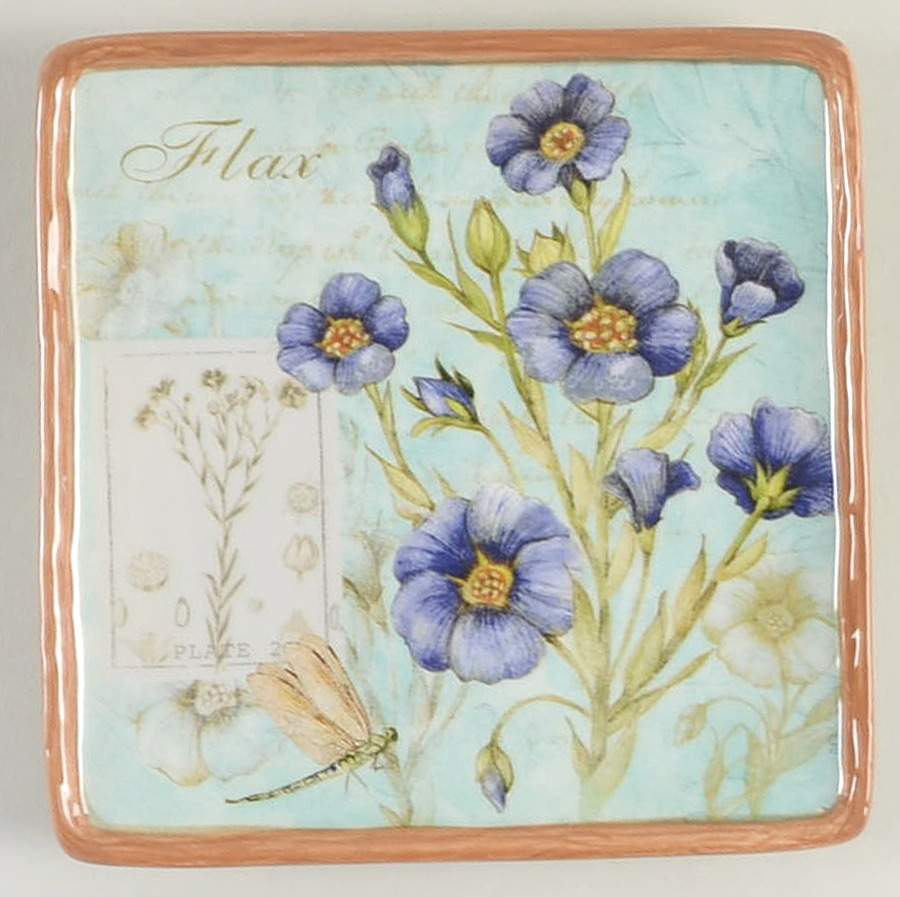 Herb Blossoms Square Canape Plate by Certified International-1