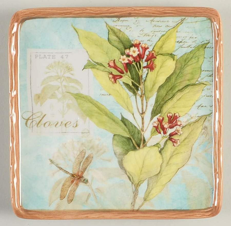 Herb Blossoms Square Canape Plate by Certified International-1