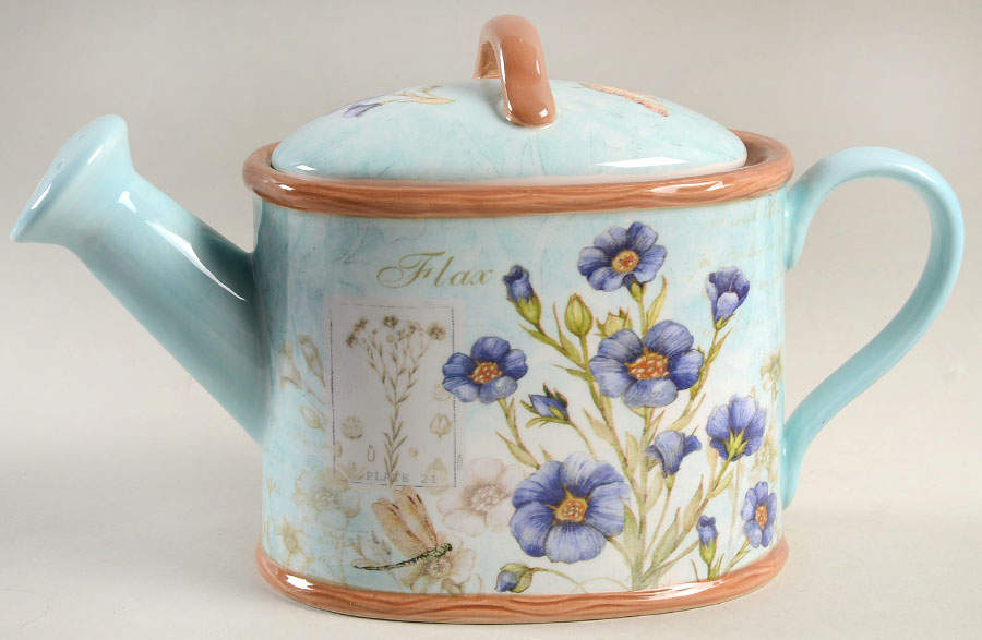 Herb Blossoms Figural Teapot & Lid by Certified International-1