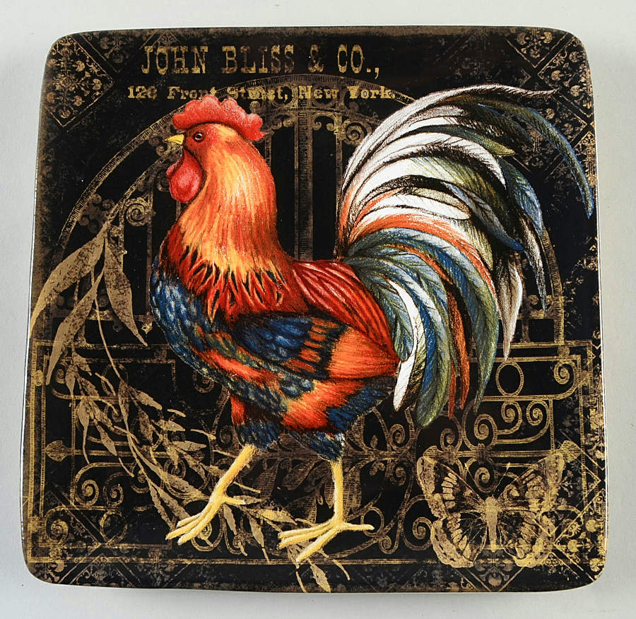 Gilded Rooster Square Dinner Plate by Certified International-1