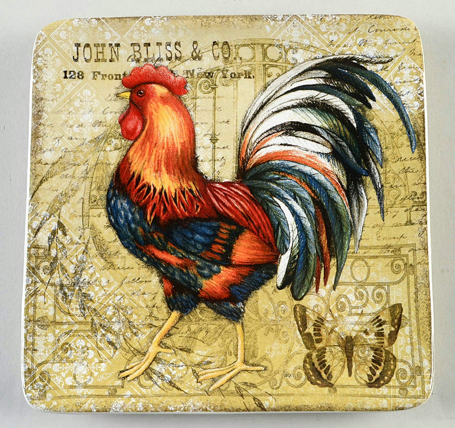 Gilded Rooster Square Salad Plate by Certified International-1