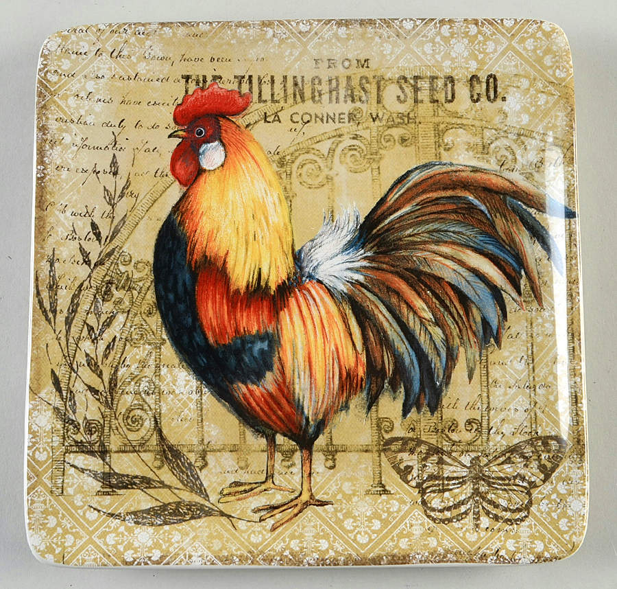 Gilded Rooster Square Salad Plate by Certified International-1