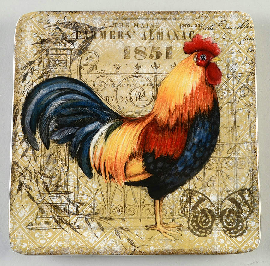 Gilded Rooster Square Salad Plate by Certified International-1