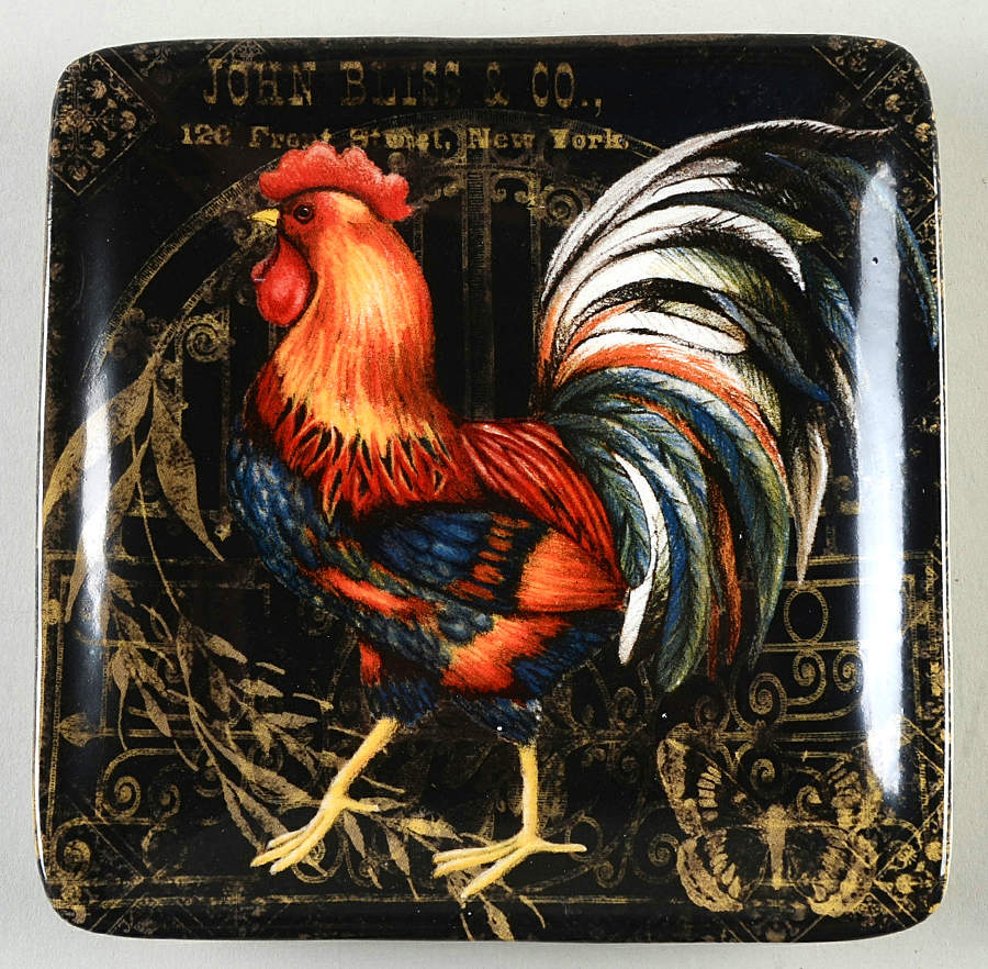 Gilded Rooster Square Canape Plate by Certified International-1