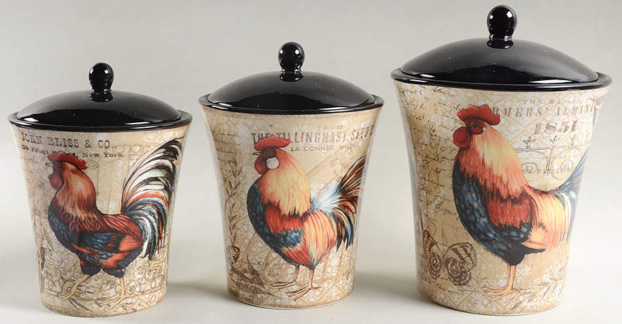 Gilded Rooster (3 Piece) Canister Set (Box Set) by Certified International-1