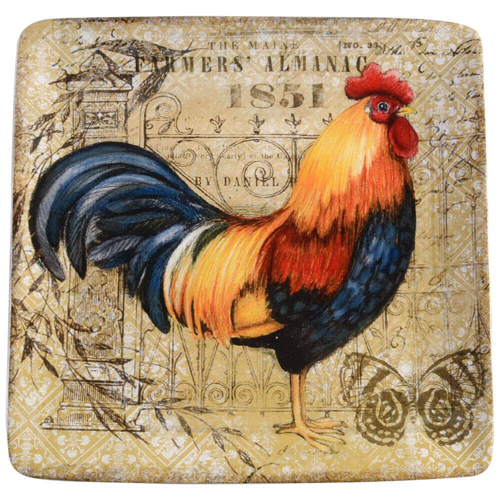Gilded Rooster 12" Square Serving Platter by Certified International-1