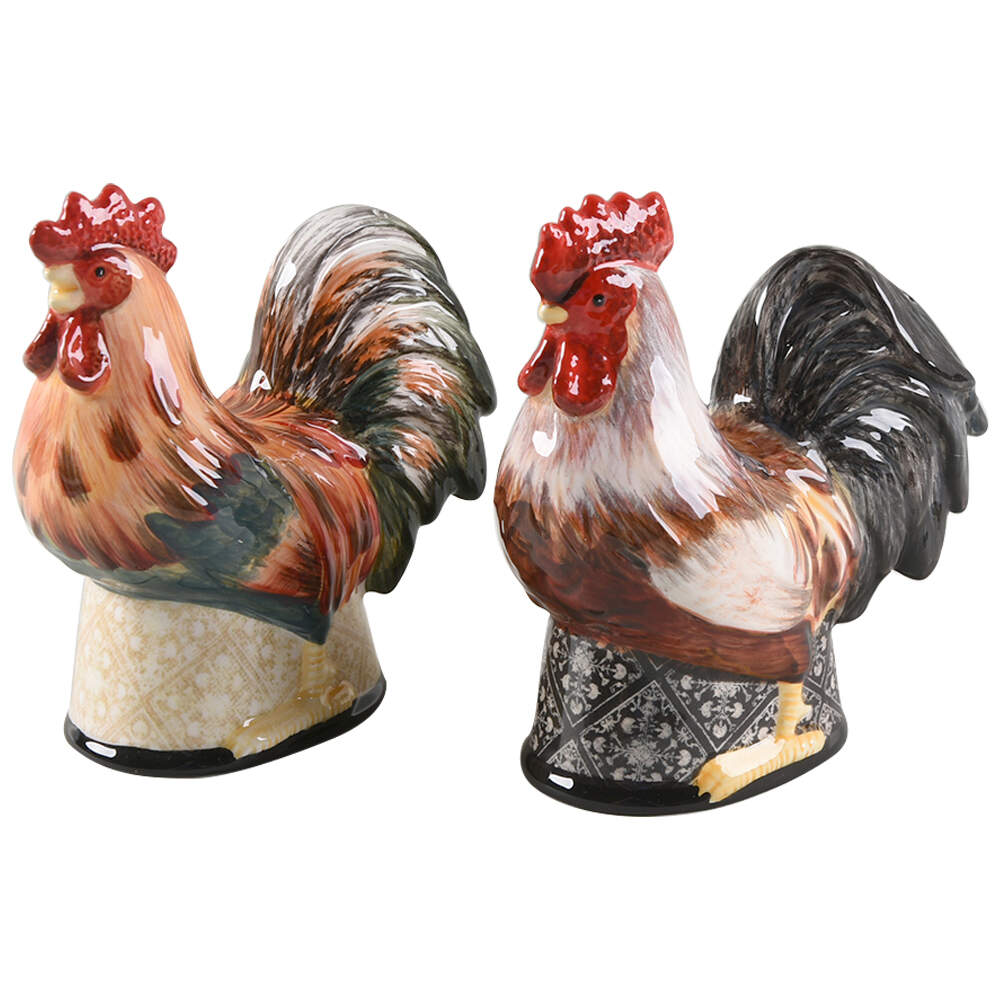 Gilded Rooster Figural Salt & Pepper Set by Certified International-1