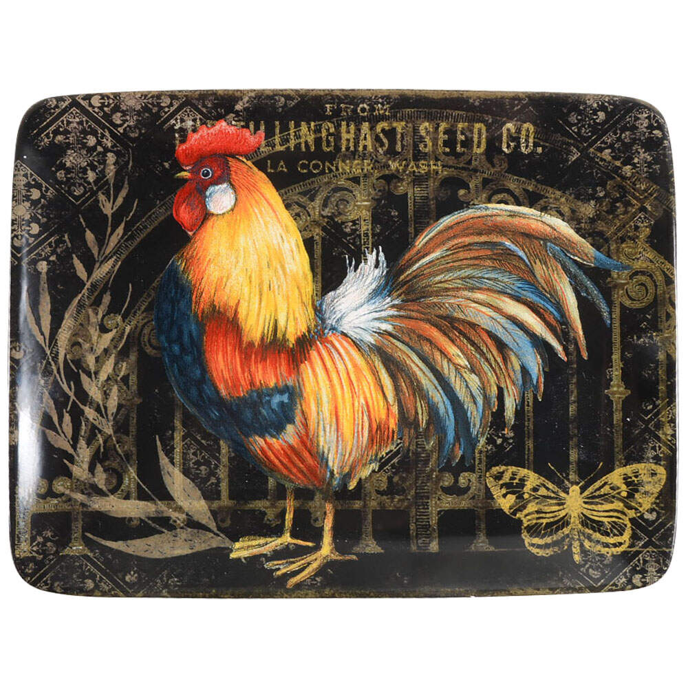 Gilded Rooster 16" Rectangular Serving Platter by Certified International-1