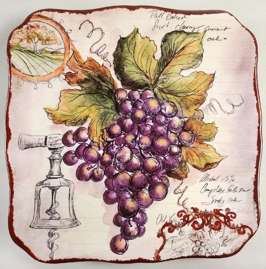 Vintners Journal Square Salad/Dessert Plate by Certified International-1