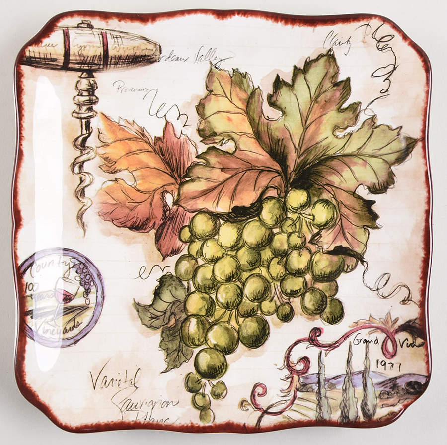 Vintners Journal Square Salad/Dessert Plate by Certified International-1