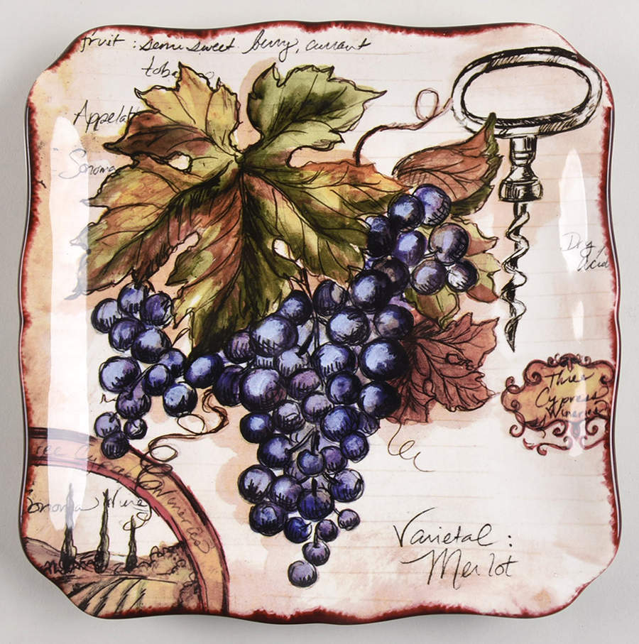 Vintners Journal Square Salad/Dessert Plate by Certified International-1
