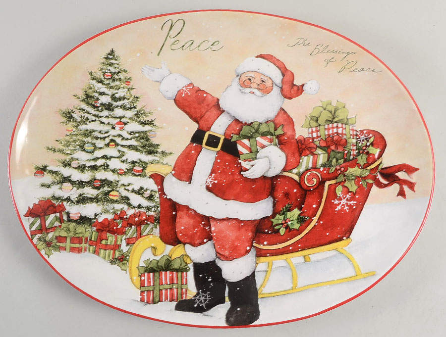 Holiday Wishes 16" Oval Serving Platter by Certified International-1
