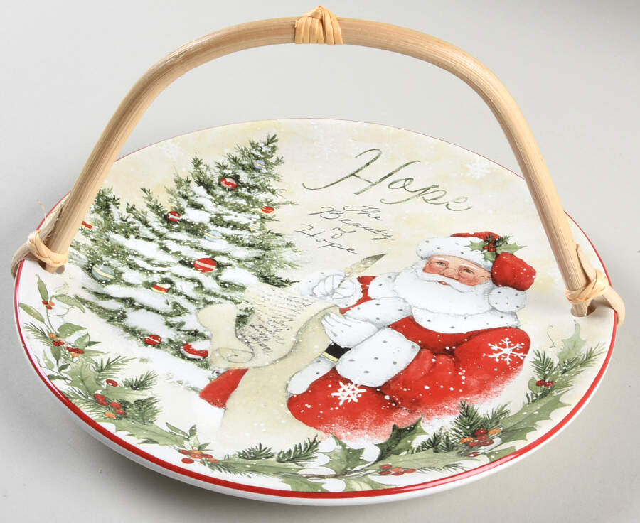 Holiday Wishes 5 3/8"-5 5/8" Bamboo Handled Serving Plate  HC by Certified International-1