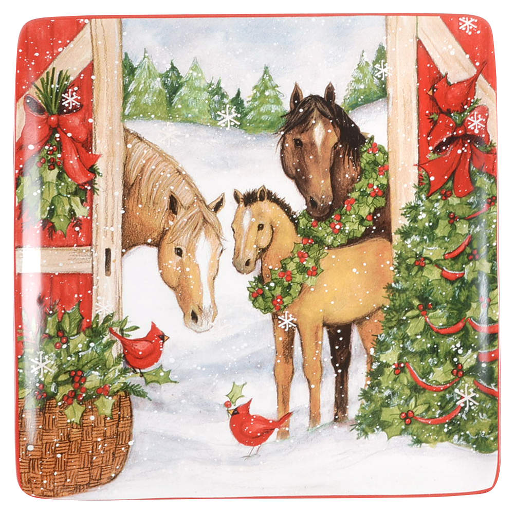 Christmas on the Farm 12" Square Serving Platter by Certified International-1